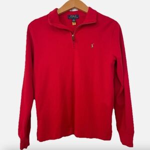 POLO RALPH LAUREN BOYS RED QUARTER ZIP SHIRT SIZE 14-16 EXCELLENT CONDITION
